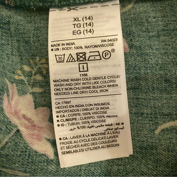 NWT Girls 14 XL Old Navy Green Floral Long Sleeve Dress - Picture 9 of 15